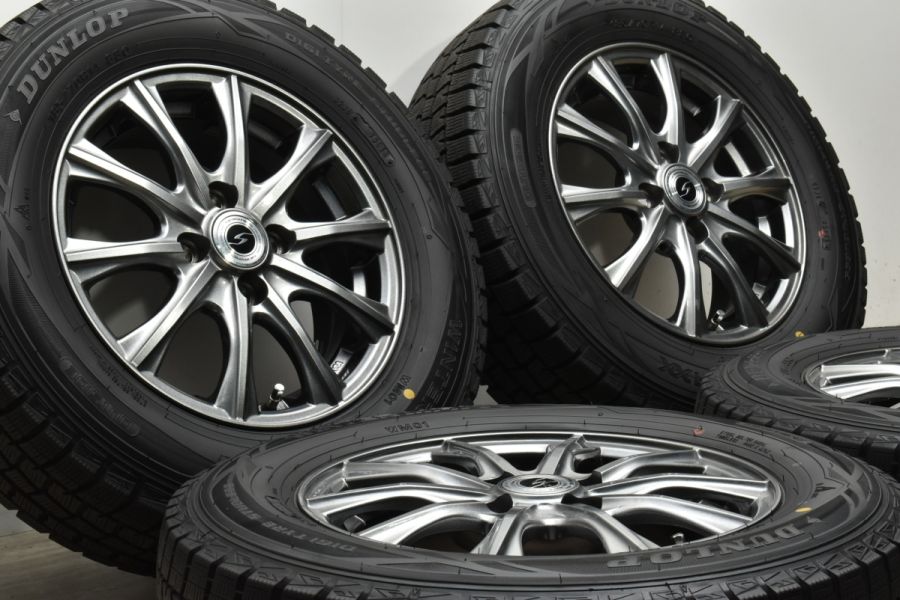 【美品】WEDS 14in 5.5J +42 PCD100 ダンロップ ウィンターマックス WM01 185/70R14 ノート キューブ フリード  ヤリス ヴィッツ バリ溝