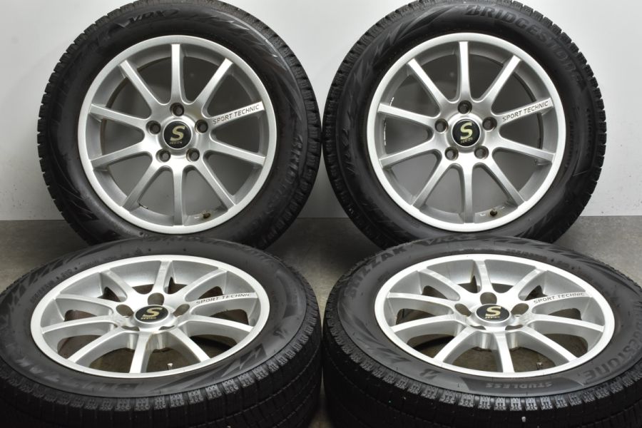 【バリ溝】スポーツテクニック 16in 6.5J +47 PCD112 2021年製 ブリヂストン ブリザック VRX2 205/55R16 VW  ゴルフ アウディ A4