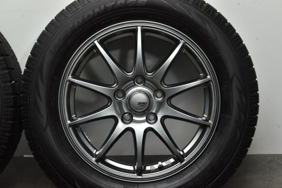 【美品 バリ溝】SPORT ABELIA 16in 6.5J +38 PCD114.3 アイスフロンテージ 215/60R16 クラウン カムリ  オデッセイ ヴェゼル CX-3 ジューク