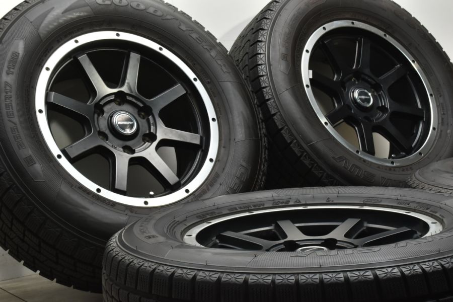 【バリ溝】ロードマックス WF-8 17in 7.5J+25 PCD139.7 グッドイヤー アイスナビ SUV 265/65R17 プラド  ハイラックス サーフ スタッドレス