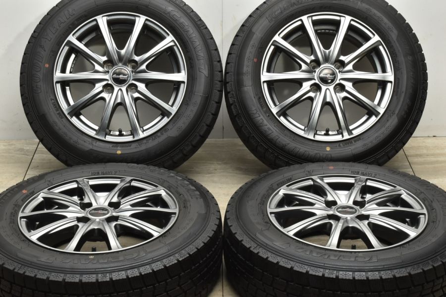 【バリ溝】ユーロスピード 14in 5.5J +38 PCD100 グッドイヤー アイスナビ7 175/70R14 アクア ヤリス フィット キューブ  デミオ