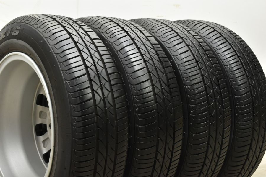 【バリ溝 美品】ニッサン 13K マーチ ボレロ AUTECH 純正 14in 5.5J +45 PCD100 マキシス MA-307  165/70R14 ノート 流用可能