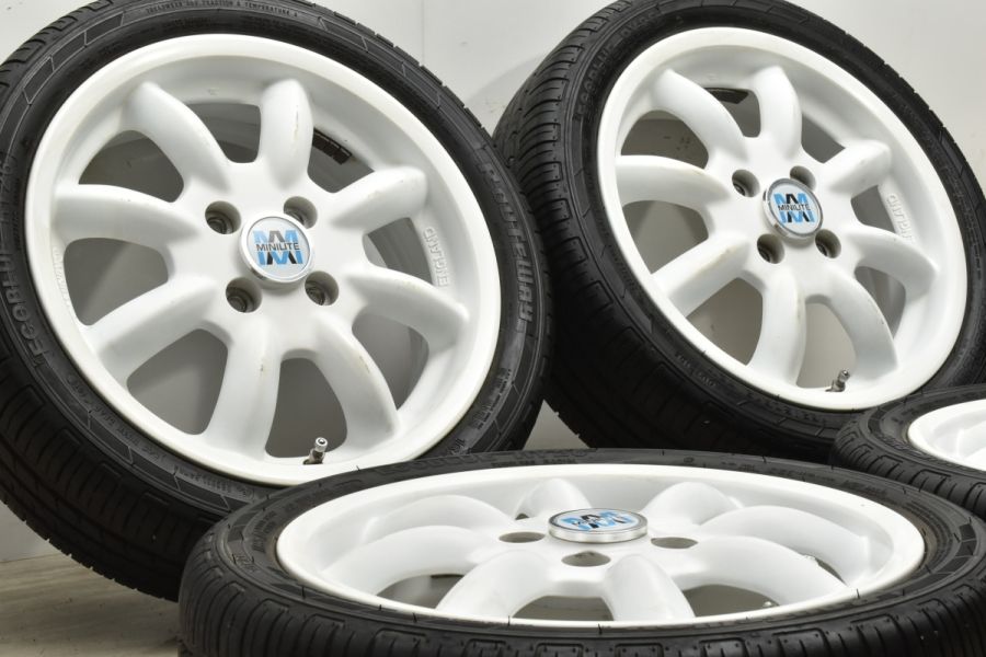 【希少 バリ溝】MINILITE ミニライト 15in 5J+45 PCD100 エコブルー RY26 165/50R15 コペン ミラジーノ タント  ムーヴ MAX ワゴンR アルト