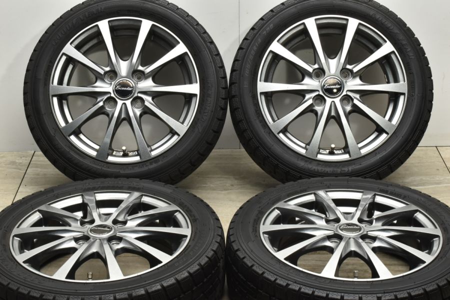 【バリ溝 美品】エクシーダ 14in 4.5J +45 PCD100 グッドイヤー アイスナビ7 165/55R14 N-BOX デイズ サクラ  ワゴンR アルト