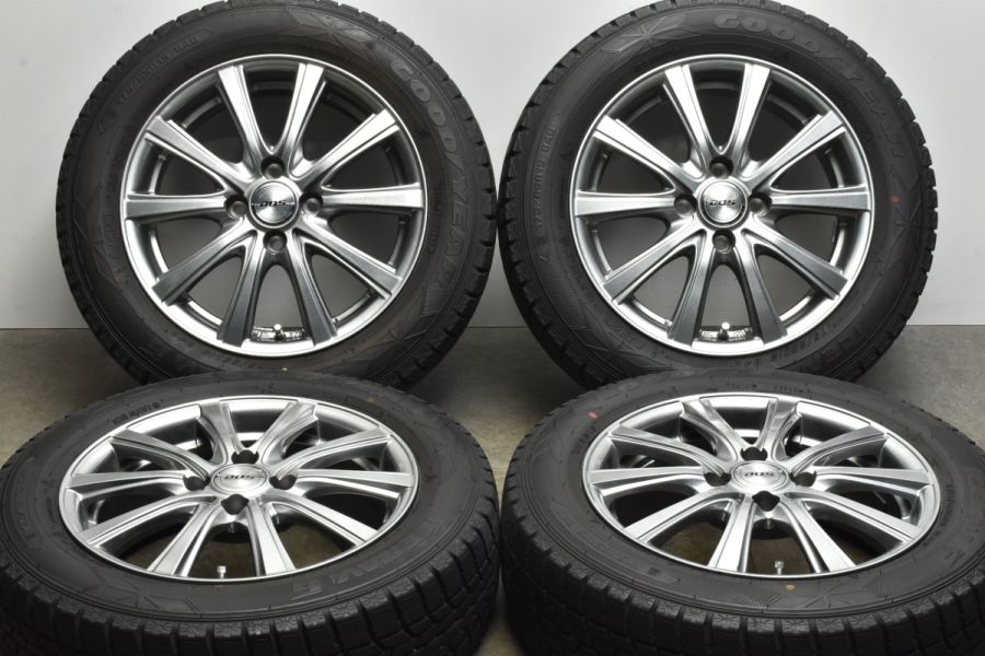 【バリ溝 美品】DOS 15in 5.5J +43 PCD100 グッドイヤー アイスナビ6 175/65R15 アクア ヴィッツ フィット キューブ  スイフト