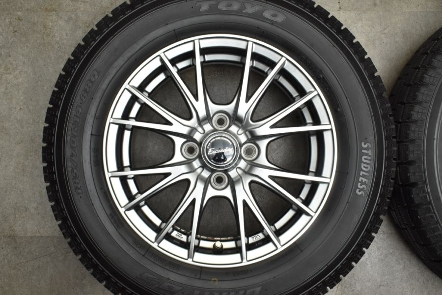 【バリ溝 美品】エクシーダー E05 14in 5.5J +43 PCD100 トーヨー ガリット G5 185/70R14 アクア ヤリス ヴィッツ  ポルテ ノート フリード