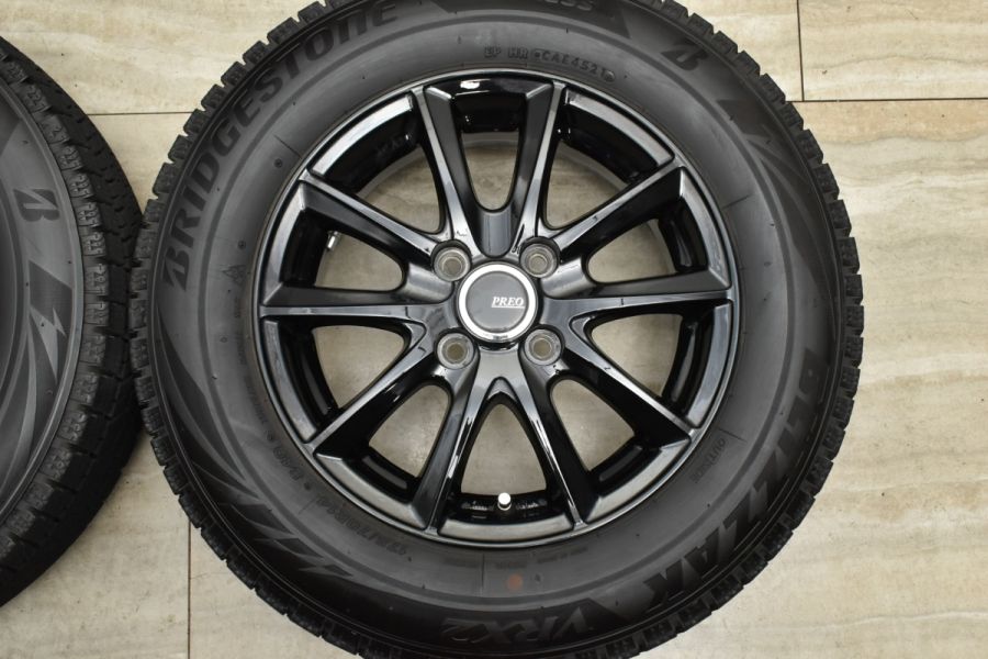 【バリ溝美品】PREO 14in 5.5J+45 2021年製 ブリヂストン ブリザック VRX2 175/70R14 アクア ヤリス ヴィッツ  フィット キューブ