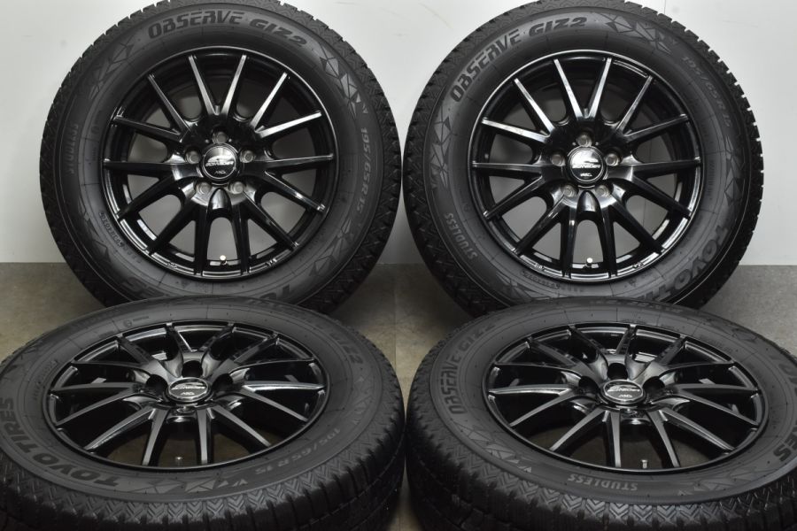 【バリ溝 美品】シュナイダー 15in 6J +45 PCD100 トーヨー オブザーブ GIZ2 195/65R15 プリウス カローラツーリング  スポーツ