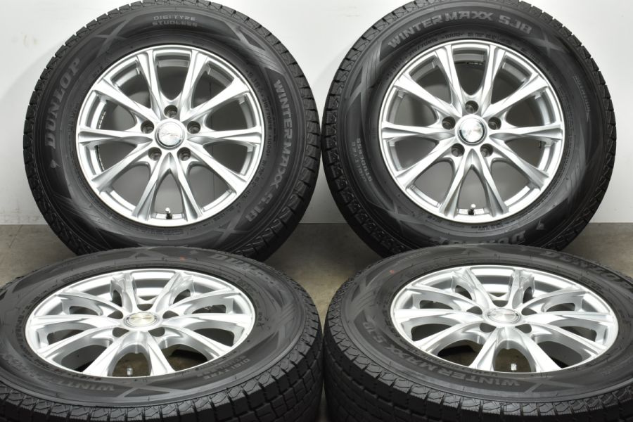 【バリ溝 美品】ジョーカー 16in 6.5J +40 PCD114.3 ダンロップ ウィンターマックス SJ8 215/70R16 デリカD:5  アウトランダー RAV4