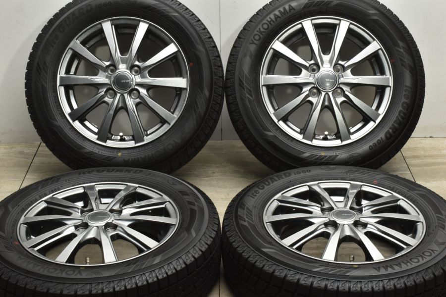 【バリ溝 美品】グラス 14in 4.5J +45 PCD100 ヨコハマ アイスガード iG60 165/70R14 アクア ヴィッツ マーチ  デミオ スイフト ソリオ