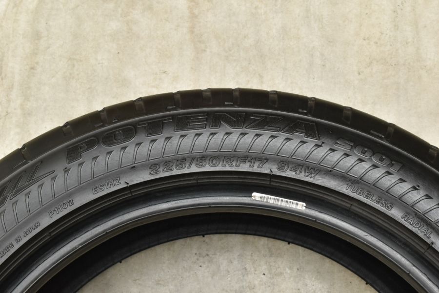 【バリ溝 ランフラット】ブリヂストン ポテンザ S001 225/50R17 4本セット ベンツ W205 W206 Cクラス BMW F30 G20  3シリーズ アウディ A4