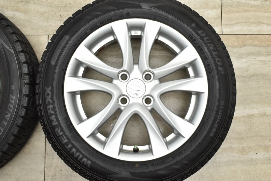 【バリ溝】スズキ ソリオ 純正 15in 5J +45 PCD100 ダンロップ ウィンターマックス WM02 165/65R15 2021年製  ハスラー 流用 スタッドレス