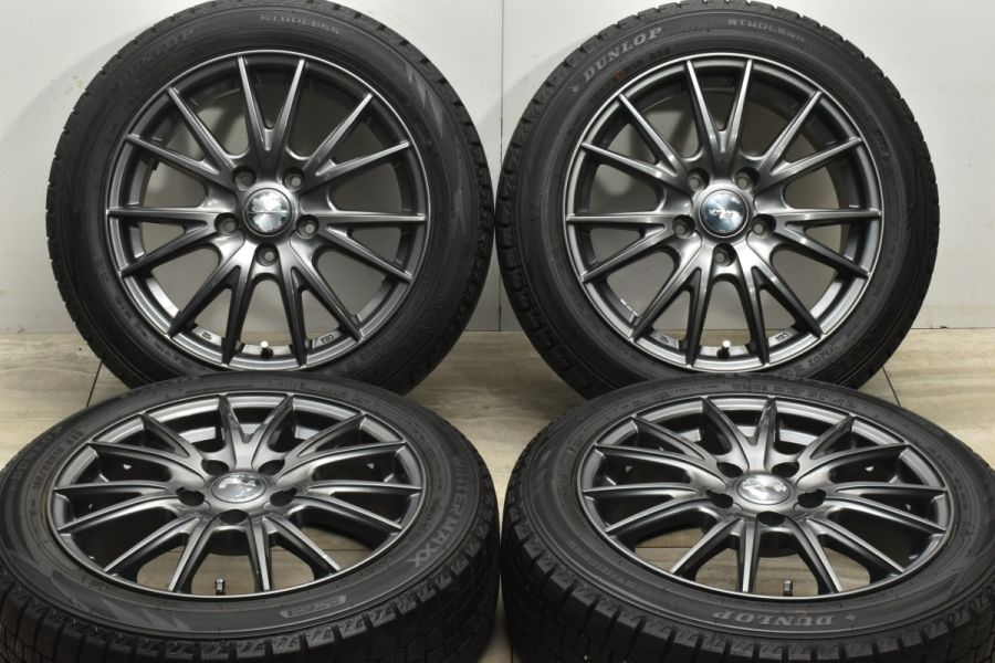 【バリ溝】ヴェルヴァ スポーツ 16in 6.5J +47 PCD114.3 ダンロップ ウィンターマックス WM02 185/55R16  スイフトスポーツ スタッドレス