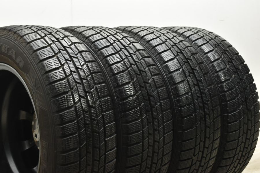 【バリ溝 美品】シュナイダー 15in 6J +50 PCD114.3 グッドイヤー アイスナビ6 195/65R15 ノア ヴォクシー  ステップワゴン アクセラ