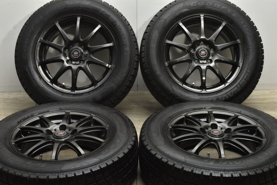 【バリ溝 美品】ロクサーニスポーツ 16in 6.5J +53 PCD114.3 グッドイヤー アイスナビ6 215/65R16 エルグランド  CX-30 MX-30 ヴェゼル