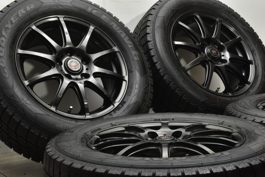 【バリ溝 美品】ロクサーニスポーツ 16in 6.5J +53 PCD114.3 グッドイヤー アイスナビ6 215/65R16 エルグランド  CX-30 MX-30 ヴェゼル