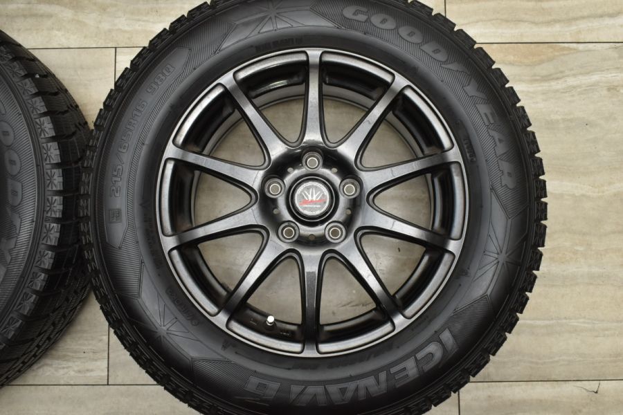 【バリ溝 美品】ロクサーニスポーツ 16in 6.5J +53 PCD114.3 グッドイヤー アイスナビ6 215/65R16 エルグランド  CX-30 MX-30 ヴェゼル