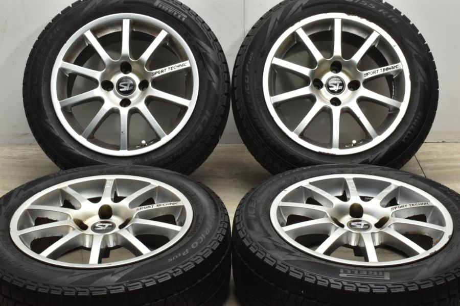 スポーツテクニック 16in 7J +27 PCD108 ピレリ アイスアシンメトリコプラス 205/55R16 プジョー 308 408 DS  DS4 DS5 DS6 中古 スタッドレスタイヤホイールセット | パーツ販売ナンバーワン