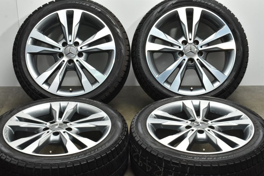 美品】ベンツ W205 Cクラス 純正 18in 7.5J +44 アイス アシンメトリコ プラス 225/45R18 S205 ワゴン A205  カブリオレ C205 クーペ 中古 スタッドレスタイヤホイールセット | パーツ販売ナンバーワン