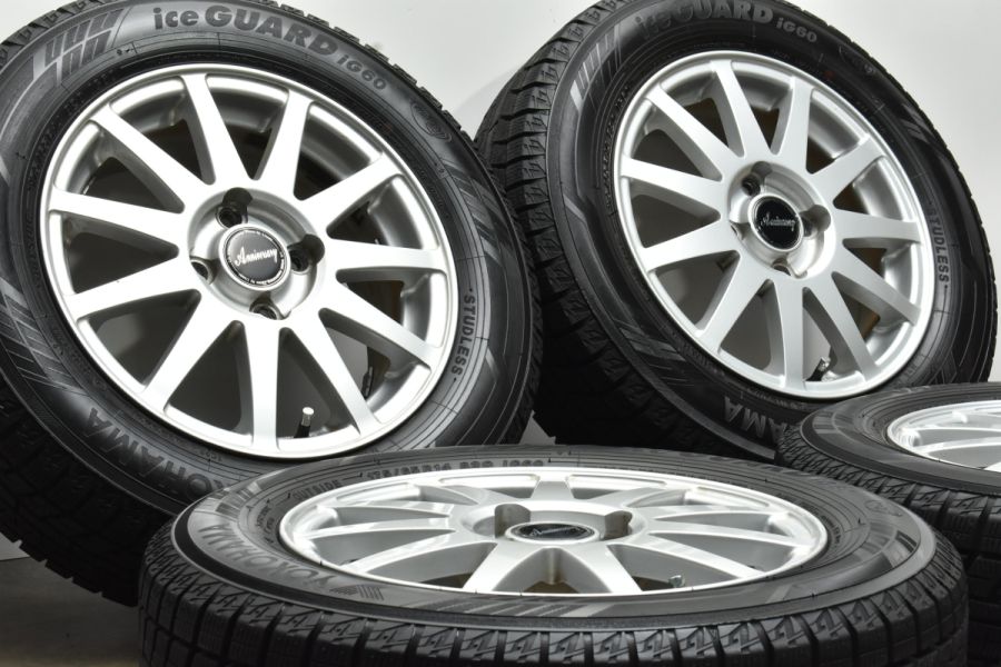 【バリ溝】Anniversary 14in 5.5J +45 PCD100 2021年製 ヨコハマ アイスガード6 iG60 175/65R14  パッソ ヴィッツ ノート フィット デミオ