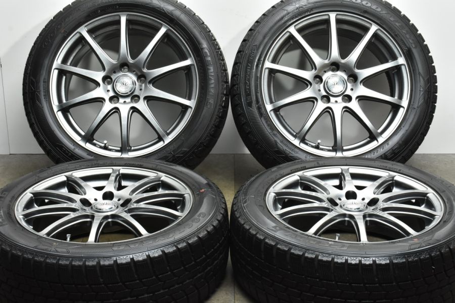 美品】ロクサーニスポーツ 17in 7J +48 PCD114.3 グッドイヤー アイスナビ6 215/55R17 エスティマ オデッセイ ヴェゼル  ジューク バリ溝 中古 スタッドレスタイヤホイールセット | パーツ販売ナンバーワン