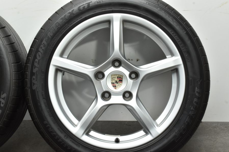 正規品】ポルシェ 981 ケイマン ボクスター 純正 18in 8J+57 9J+47 PCD130 ダンロップ 235/45R18  265/45R18 Porsche Cayman 中古 タイヤホイールセット | パーツ販売ナンバーワン