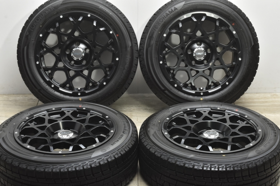 【バリ溝 美品】BRUT BR-55 17in 7.5J +38 PCD114.3 ヨコハマ 215/60R17 アルファード ヴェルファイア  カローラクロス デュアリス CX-30