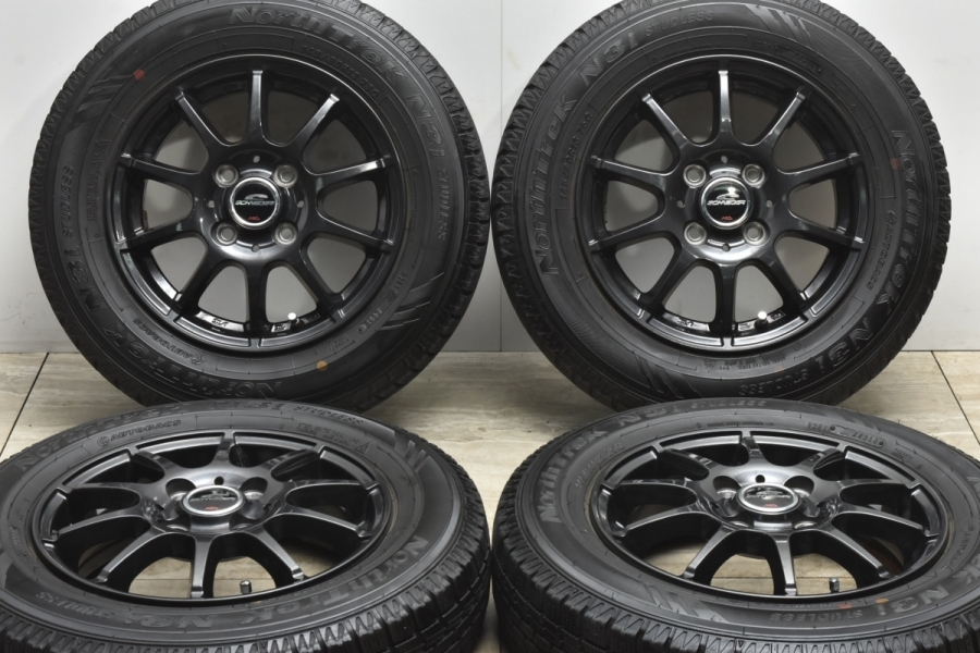 ☆美品 バリ山 スタッドレスセット 155/65R/14 スノートレック 