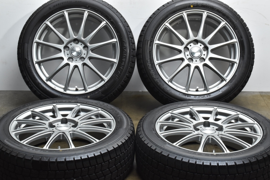 美品 バリ溝】ラブリオン 18in 7J +50 PCD114.3 グッドイヤー アイス