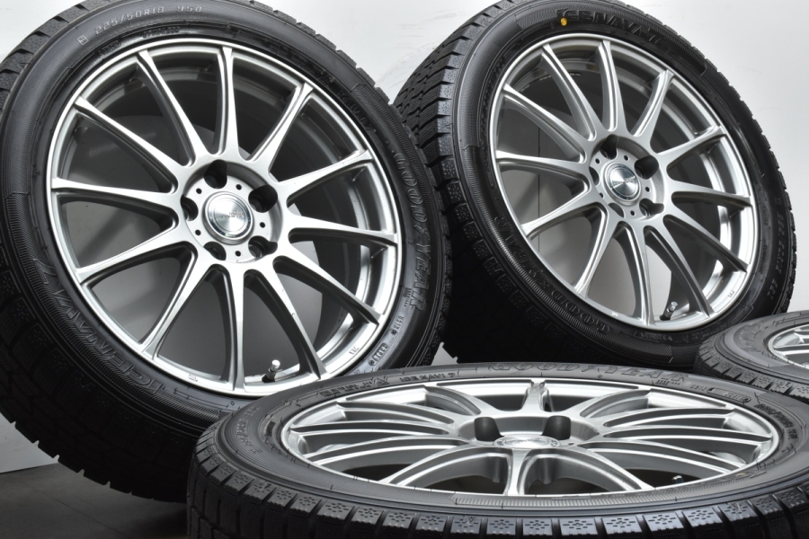 美品 バリ溝】ラブリオン 18in 7J +50 PCD114.3 グッドイヤー アイス