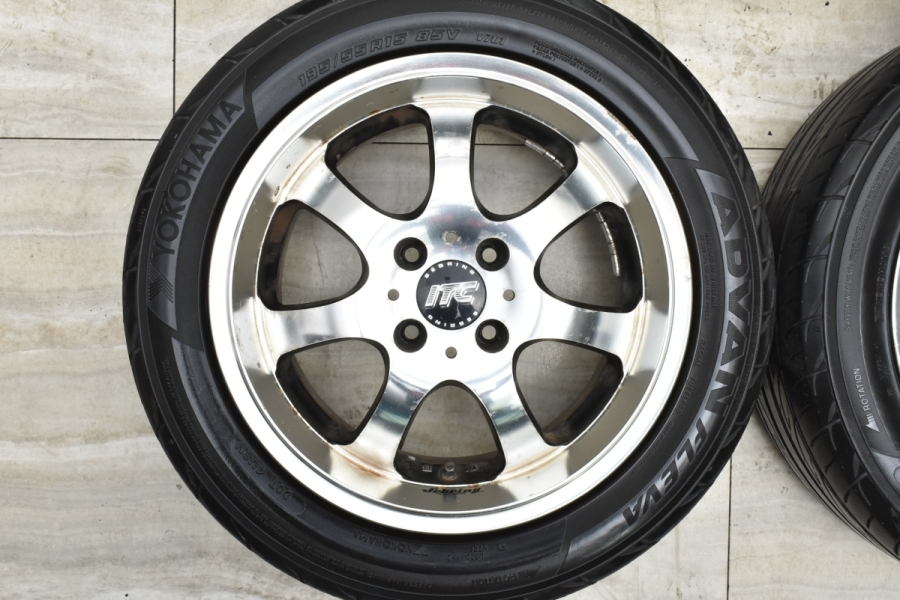 程度良好品】RAYS セブリング ITC 15in 6.5J +38 PCD100 ヨコハマ アドバン フレバ 195/55R15 アクア マーチ  フィット スイフト レイズ 中古 タイヤホイールセット | パーツ販売ナンバーワン