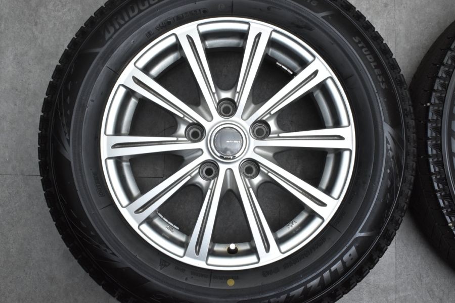 【バリ溝 美品】ミルアス 15in 6J +45 PCD114.3 ブリヂストン ブリザック VRX3 195/65R15 2021年製 ノア  ヴォクシー エスクァイア セレナ