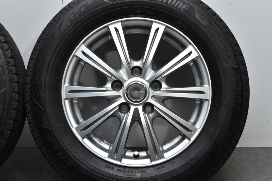 【バリ溝 美品】ミルアス 15in 6J +45 PCD114.3 ブリヂストン ブリザック VRX3 195/65R15 2021年製 ノア  ヴォクシー エスクァイア セレナ