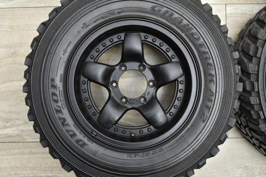 バリ溝】PTH 16in 8.0J ±0 PCD139.7 ダンロップ グラントレック MT2 265/70R16 90 プラド ハイラックス  サファリ パジェロ デリカ 中古 タイヤホイールセット | パーツ販売ナンバーワン