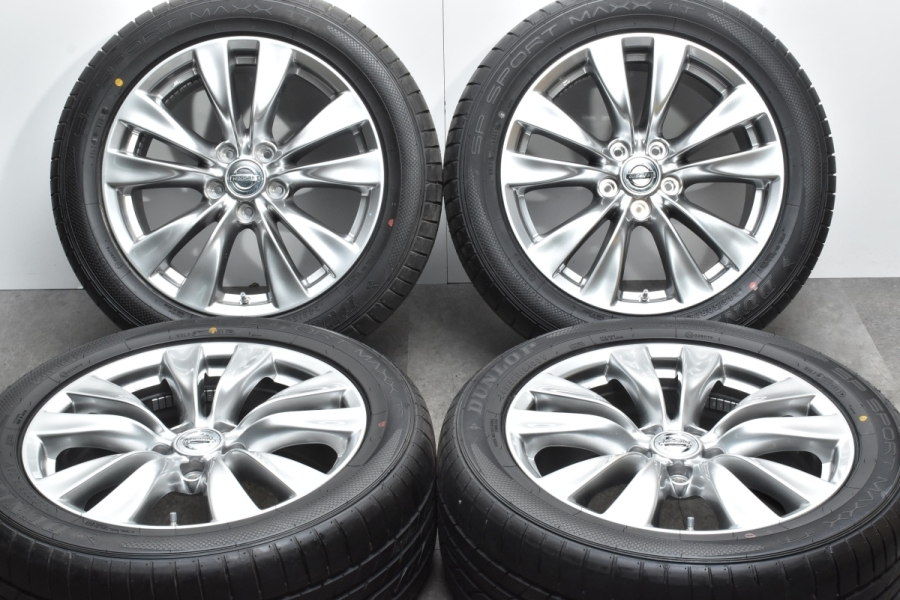 美品】ニッサン Y51 フーガ 純正 18in 8J +43 PCD114.3 ダンロップ 245/50R18 シーマ スカイライン 流用 ハイグロス  ENKEI製 中古 タイヤホイールセット | パーツ販売ナンバーワン