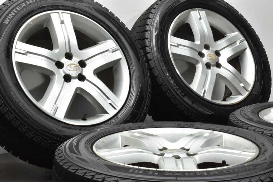 バリ溝】スバル SG フォレスター 純正 17in 7J +48 PCD100 ダンロップ ウィンターマックス SJ8 225/60R17  BHレガシィランカスター 流用 中古 スタッドレスタイヤホイールセット | パーツ販売ナンバーワン