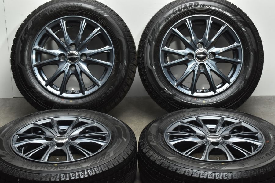 【バリ溝 美品】WAREN 14in 5.5J +38 PCD100 ヨコハマ アイスガード6 iG60 175/70R14 2022年製 アクア  ヴィッツ フィット キューブ