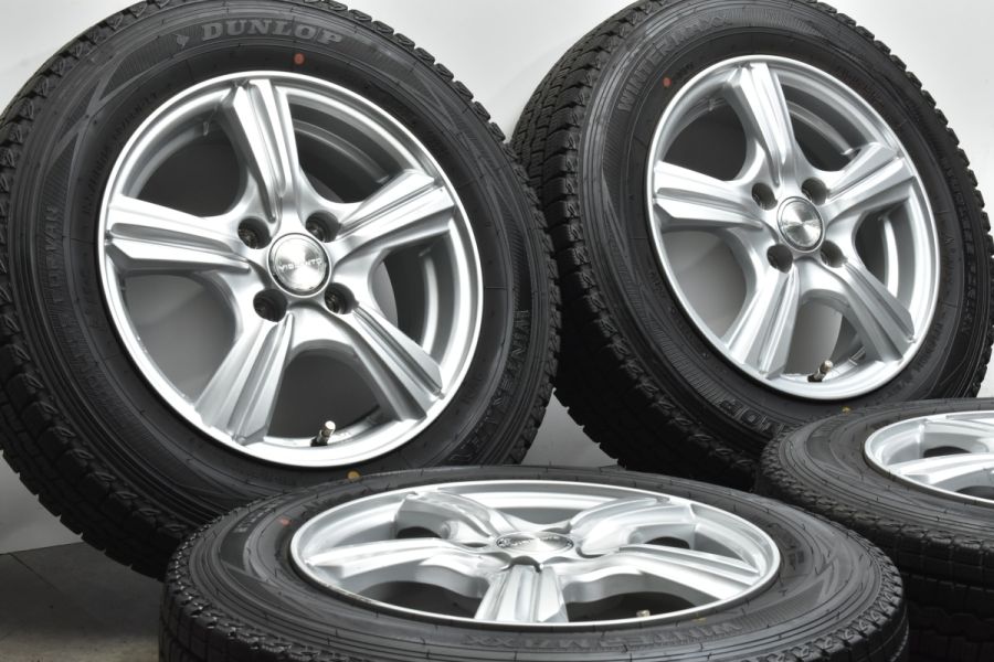 値下げダンロップ マットブラック イボ付超バリ山 スタッドレス付 4本 S660 バリ溝VIOLENTO 14in 5J+39 PCD100 ダンロップ ウィンターマックス