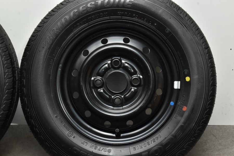 【2021年製 超バリ溝美品】TOPY 12in 4.00B +50 PCD100 ブリヂストン エコピア R680 145/80R12 LT  ハイゼット アトレー キャリィ エブリィ