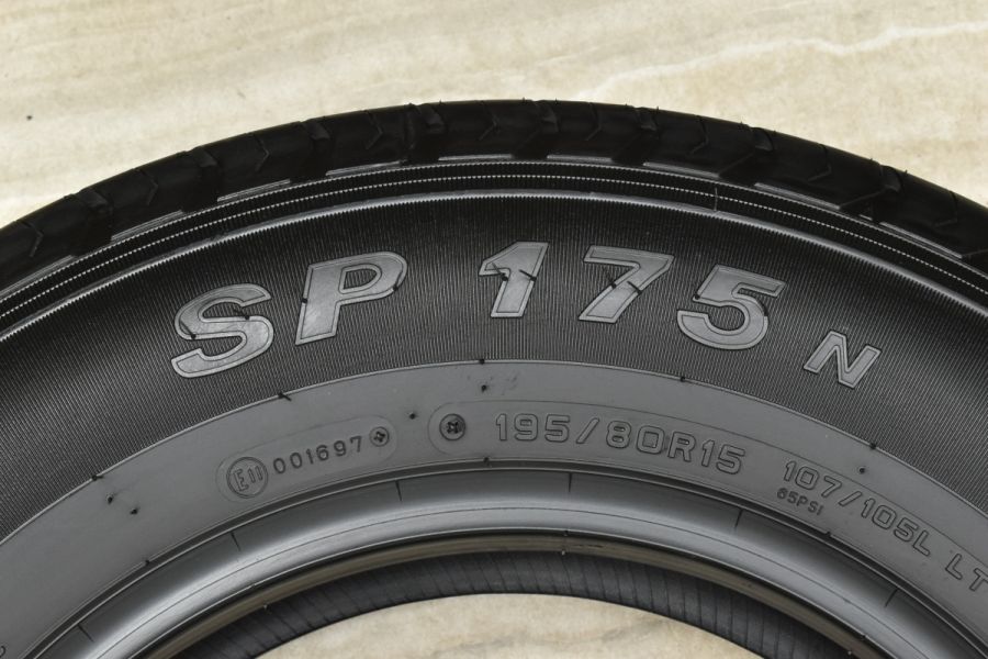 【新車外し 超バリ溝】ダンロップ SP175N 195/80R15 LT 4本セット ハイエース レジアスエース NV350 キャラバン ライトトラック