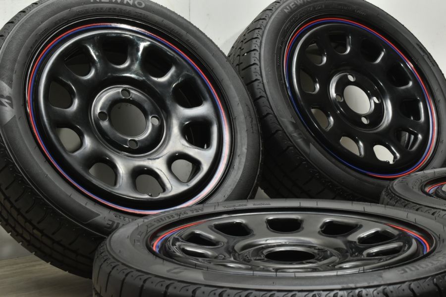 【バリ溝 美品】デイトナSS 14in 5J +42 PCD100 2022年製 ブリヂストン NEWNO 165/55R14 ワゴンR アルト ミラ  ムーヴ ライフ