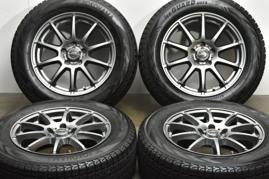 【美品 バリ溝】シュナイダー 17in 7J +48 PCD114.3 ヨコハマ アイスガード G075 225/65R17 エクストレイル CX-5  CX-8