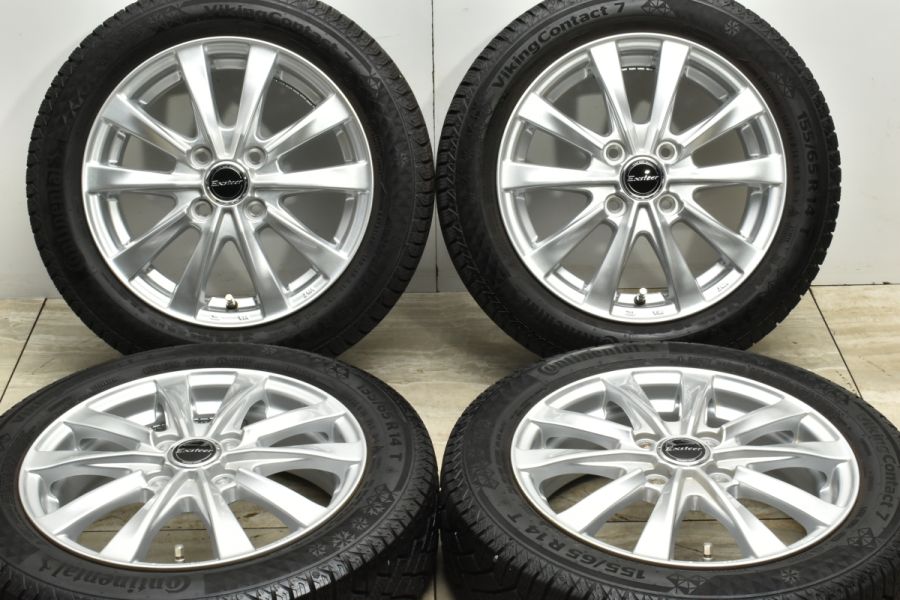 バリ溝 美品】エクシーダー 14in 4.5J +45 PCD100 コンチネンタル バイキングコンタクト7 155/65R14 N-BOX デイズ  サクラ ワゴンR 中古 スタッドレスタイヤホイールセット | パーツ販売ナンバーワン