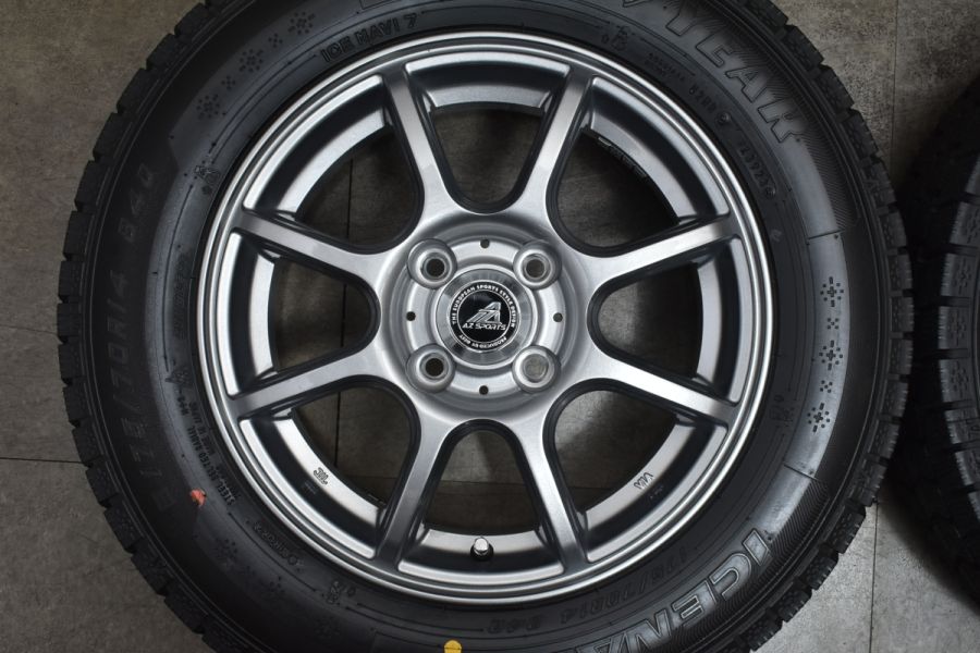 ヴィッツ　ヤリス　175/70R14 2023年製　バリ溝 2023年製 バリ溝】AZ SPORTS 14in 5.5J +38 PCD100 グッドイヤー