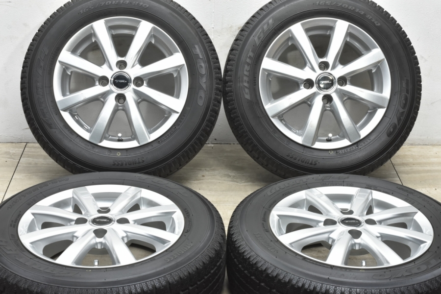 バリ溝】トップラン 14in 5.5J +38 PCD100 トーヨー 165/70R14 アクア ヴィッツ パッソ ポルテ スペイド マーチ  スイフト ソリオ 車検用 中古 スタッドレスタイヤホイールセット | パーツ販売ナンバーワン