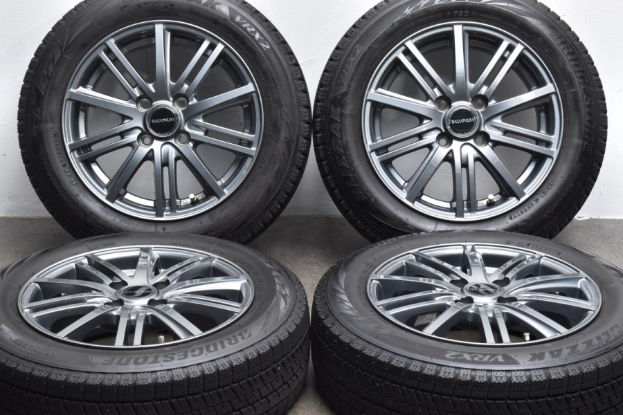 【バリ溝 美品】バルミナ 14in 5.5J +39 PCD100 2019年製 ブリヂストン ブリザック VRX2 165/65R14 タンク  パッソ ルーミー トール ソリオ