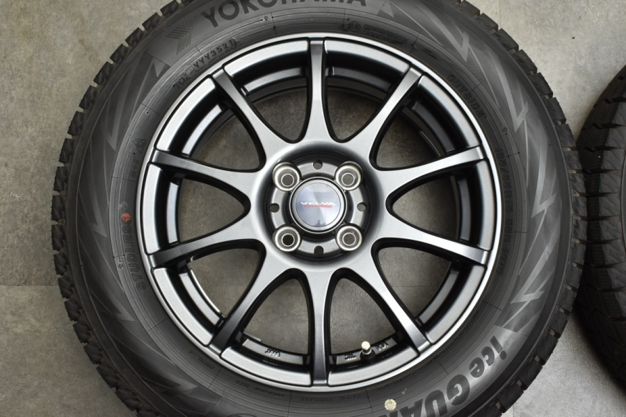 【バリ溝品 iG70】WEDS VELVA 15in 5.5J +50 PCD100 ヨコハマ アイスガード7 185/65R15 アクア カローラ  ノート フィット デミオ MAZDA2