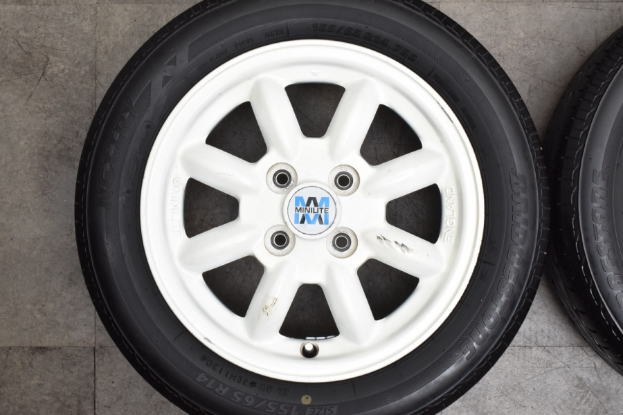 【希少】ダイハツ 純正 オプション MINILITE ミニライト 14in 4.5J +45 PCD100 2020年製 ブリヂストン  155/65R14 ミラジーノ タント エッセ