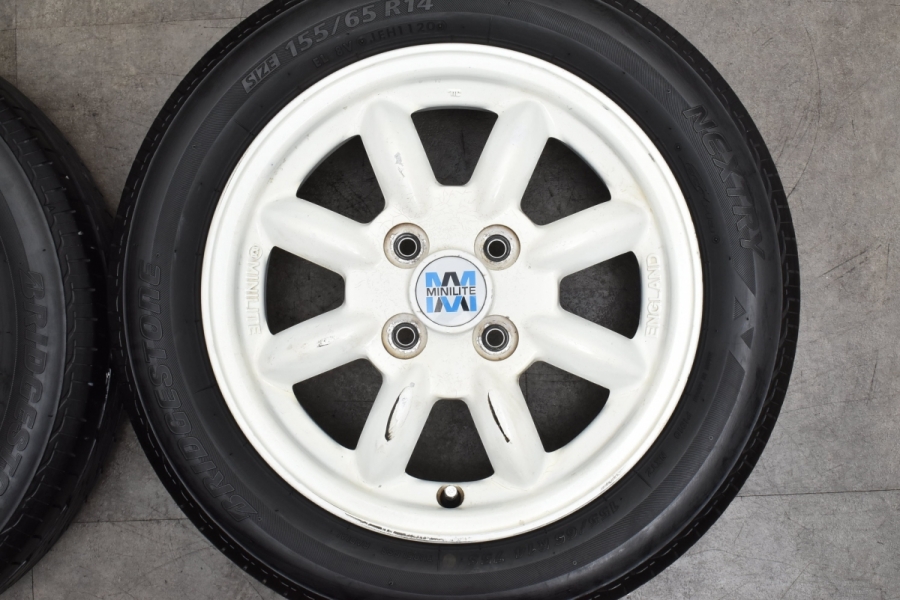 希少】ダイハツ 純正 オプション MINILITE ミニライト 14in 4.5J +45 PCD100 2020年製 ブリヂストン  155/65R14 ミラジーノ タント エッセ 中古 タイヤホイールセット | パーツ販売ナンバーワン