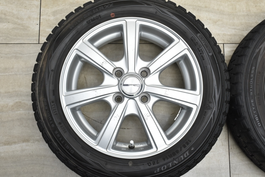 軽自動車用】PRD 14in 4.5J +43 PCD100 ダンロップ ウインターマックス WM01 155/65R14 N-BOX N-ONE  ワゴンR アルト タント ミラ ムーヴ 中古 スタッドレスタイヤホイールセット | パーツ販売ナンバーワン